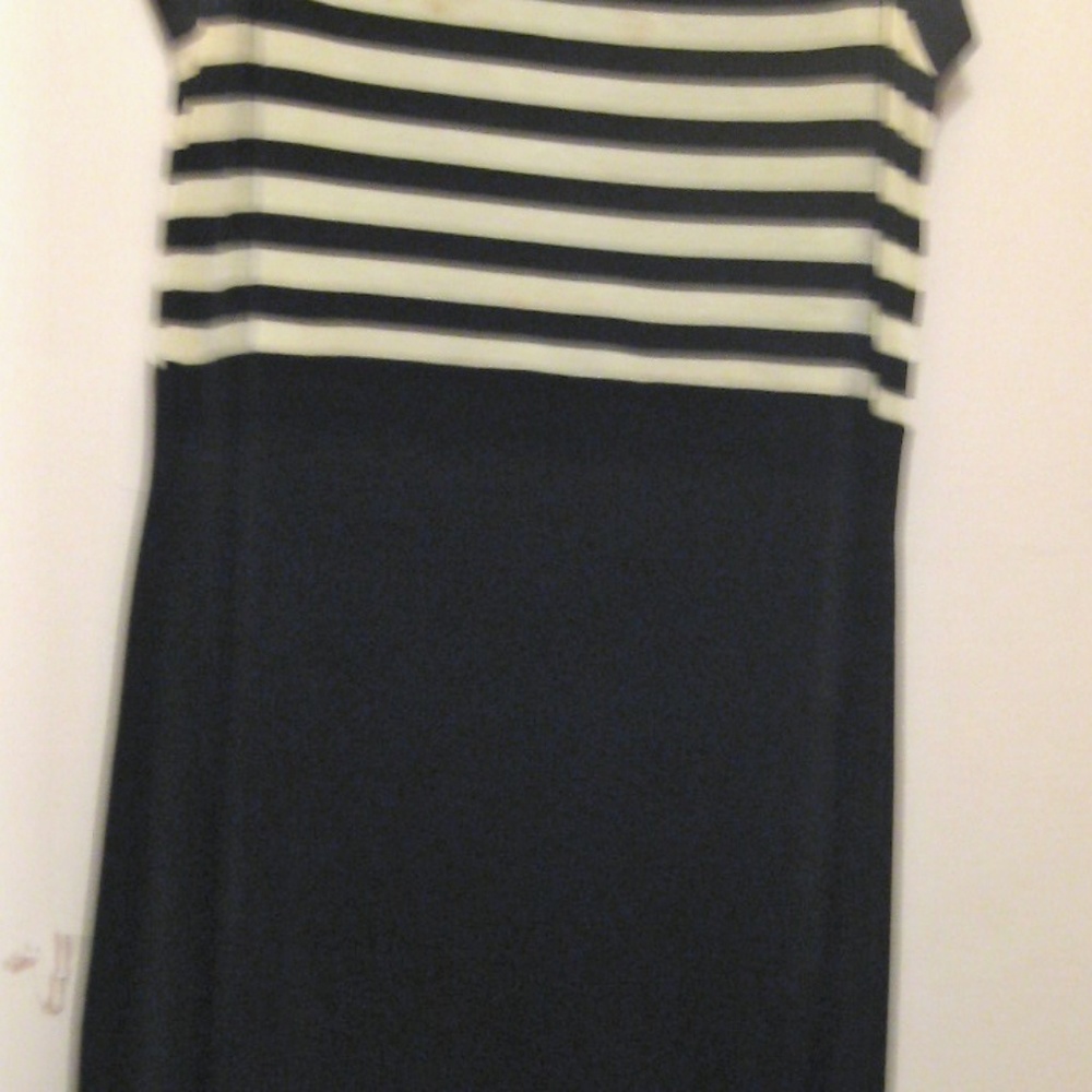 Baja Blue dress S above knee green & white Stripe